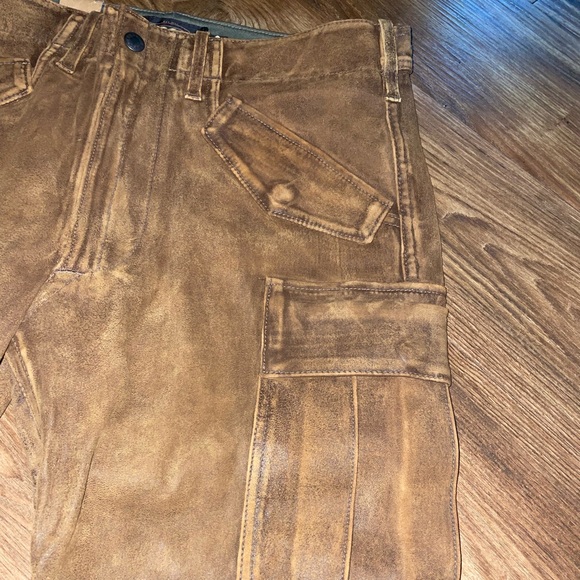 RRL Brown Leather Moto Pants - Picture 5 of 15